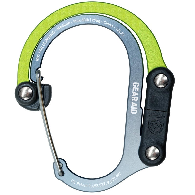 GEAR AID HEROCLIP Carabiner Gear Clip and Hook (Medium) for Camping, Backpack, and Garage Organization, Nav Green, 1 Pack - Image 1